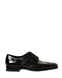 Salvatore Ferragamo Romeo Brogued Oiled Leather Derby Shoes