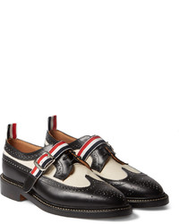 Thom Browne Spectator Leather And Twill Wingtip Brogues