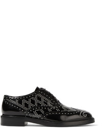 Burberry Studded Glossed Leather Brogues Black