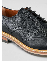 Topman Black Leather Brogue Shoes