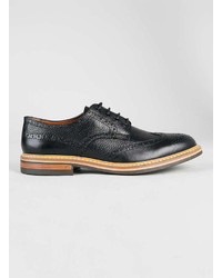 Topman Black Leather Brogue Shoes