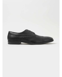 Topman Black Leather Toecap Shoes