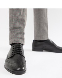 H By Hudson Wide Fit Aylesbury Brogues In Black Leather