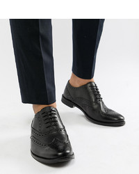 ASOS DESIGN Wide Fit Brogue Shoes In Black Leather