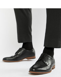 ASOS DESIGN Wide Fit Brogue Shoes In Black Leather With Sole