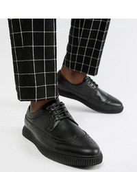 ASOS DESIGN Wide Fit Creeper Brogue Shoes In Black Faux Leather