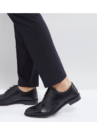 ASOS DESIGN Wide Fit Oxford Brogue Shoes In Black Leather