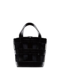 Trademark Black Cooper Leather Cage Tote Bag