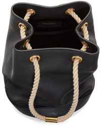 Saint Laurent Black Leather Bucket Bag