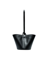 Building Block Black Leather Bucket Bag