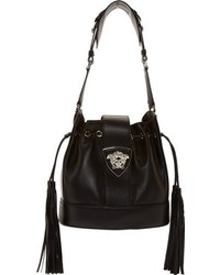 Versace Black Leather Bucket Bag