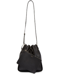 Nina Ricci Black Leather Mm Pinson Bucket Bag