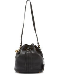 Alexander McQueen Black Leather Padlock Bucket Bag