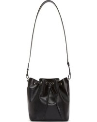 Saint Laurent Black Leather Studded Strap Bucket Bag