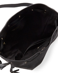 Tory Burch Brodie Pebbled Leather Bucket Bag Black