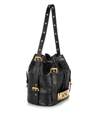 Moschino Buckle Leather Bucket Bag