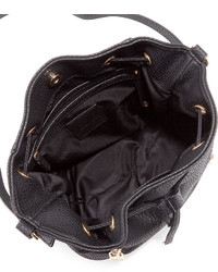 Neiman Marcus Charlie Drawstring Crossbody Bucket Bag Black