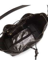 Foley + Corinna Clio Laser Cut Leather Bucket Bag Black