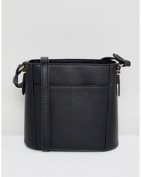 Accessorize Drawstring Crossbody Bucket Bag In Black