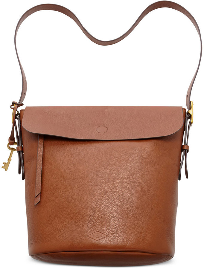 Fossil Haven Small Leather Bucket Bag in Brown