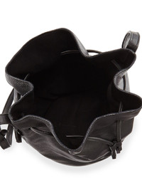 Halston Heritage City Casual Leather Bucket Bag Black
