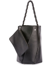 Proenza Schouler Hex Medium Whipstitch Leather Bucket Bag Black