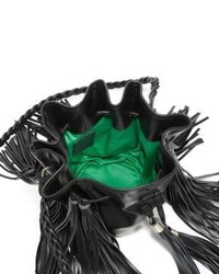 Sara Battaglia Jasmine Small Tasseled Leather Bucket Bag