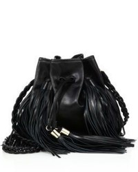 Sara Battaglia Jasmine Small Tasseled Leather Bucket Bag