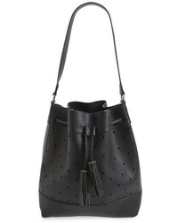 Sole Society Kattia Perforated Faux Leather Drawstring Bucket Bag Pink