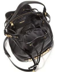 Moschino Logo Leather Bucket Bag