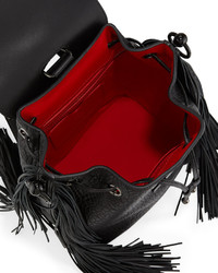 Christian Louboutin Lucky Fringe Bucket Bagbackpack Black