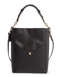 Longchamp Mademoiselle Perforated Calfskin Leather Bucket Bag