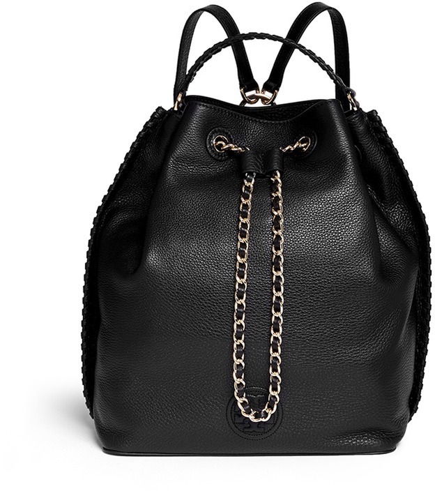 Tory Burch Marion Leather Bucket Backpack, $670 | Lane Crawford | Lookastic