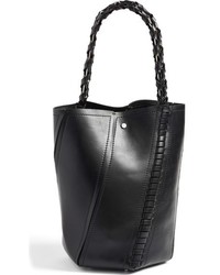 Proenza Schouler Medium Hex Whipstitch Leather Bucket Bag Black