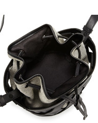 Mia Caged Leather Bucket Bag Blackmulti
