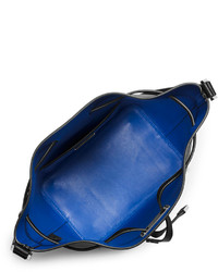 Michl Kors Collection Miranda Medium Drawstring Bucket Bag Blackcobalt
