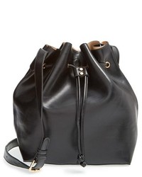 Sole Society Nevin Faux Leather Drawstring Bucket Bag Brown