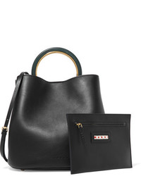 Marni Pannier Leather Bucket Bag Black