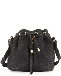 Poverty Flats By Rian Vintage Mini Faux Leather Bucket Bag Black