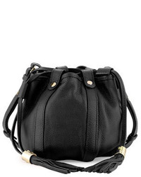 See by Chloe Small Leather Drawstring Bucket Bag Black