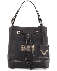 Valentino By Mario Valentino Leon Leather Bucket Bag Black