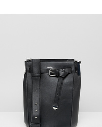 Aldo Veniano Black Bucket Shoulder Tote Bag With Front Belt Detail