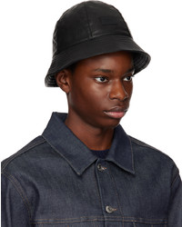 MAISON KITSUNÉ Black Faux Leather Bucket Hat