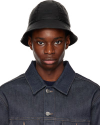 MAISON KITSUNÉ Black Faux Leather Bucket Hat