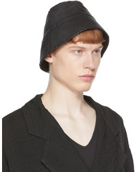 FREI-MUT Black Leather Selim Bucket Hat