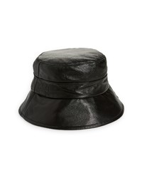Ted Baker London Bukkett Wide Brim Leather Bucket Hat In Black At Nordstrom