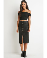 Forever 21 Buttoned Faux Leather Skirt