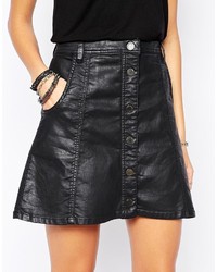 Blank NYC Leather Look Mini Skirt With Button Front Utility Pockets