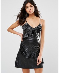Foxiedox Faux Leather Frill Dress