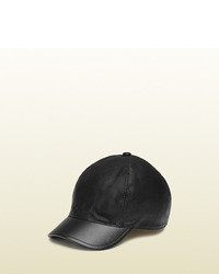 Gucci Black Leather Baseball Hat